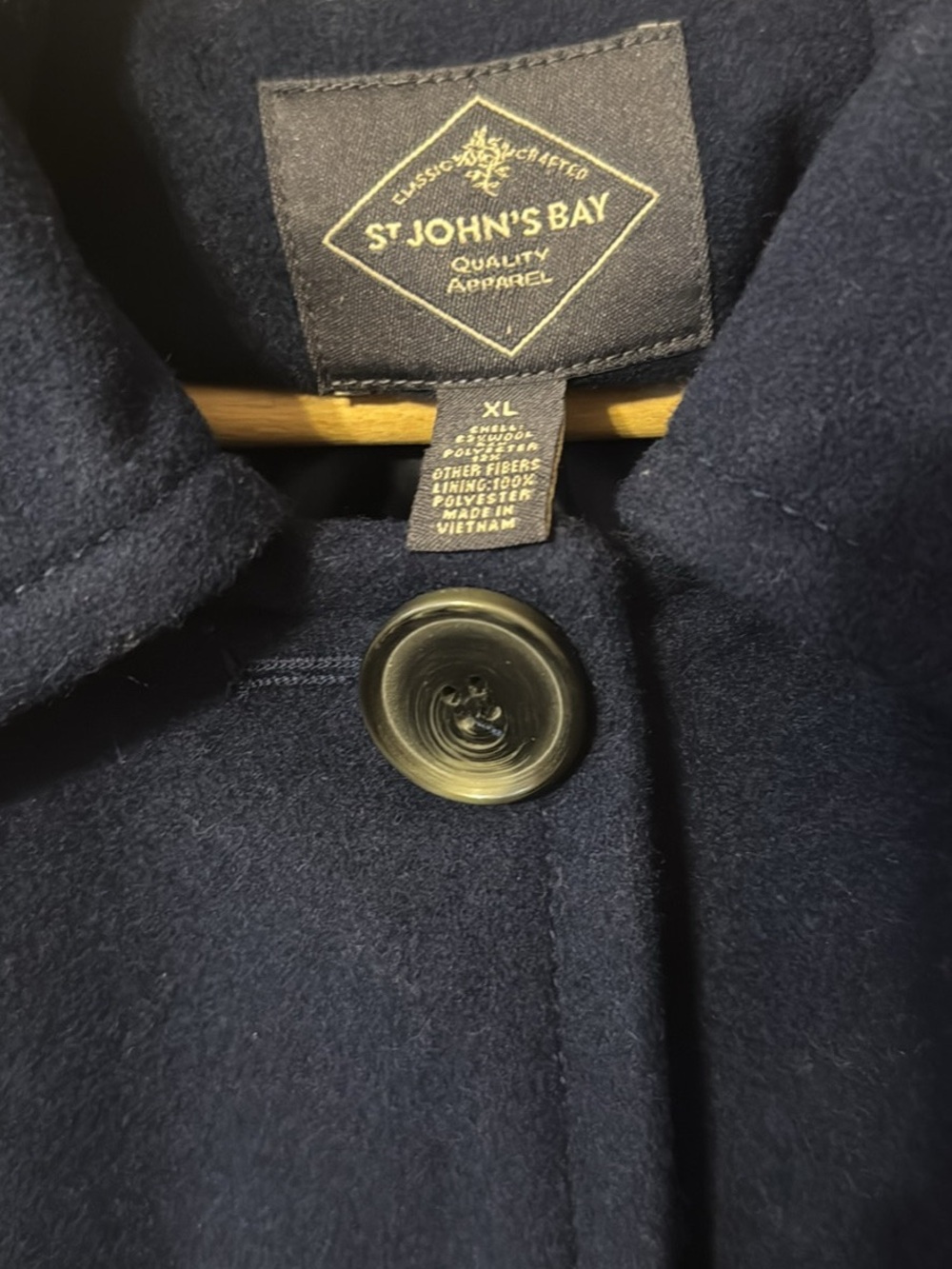 St. John's Bay Men's Dark Navy Wool-Blend Pea Coat